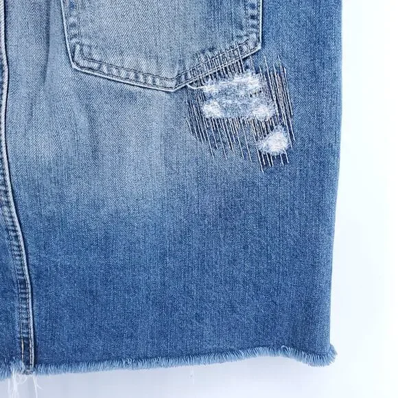 AG The Erin Y2K Boho Distressed Mini Pencil Skirt Raw Hemline Side Slit 28 - Picture 3 of 11